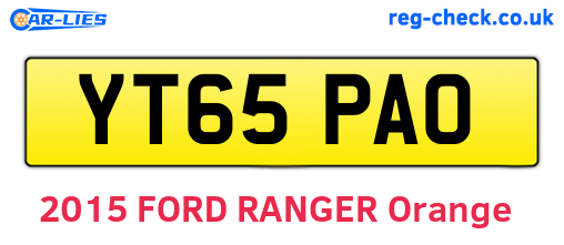 YT65PAO are the vehicle registration plates.