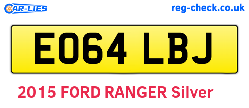 EO64LBJ are the vehicle registration plates.