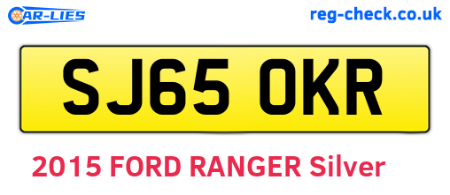 SJ65OKR are the vehicle registration plates.