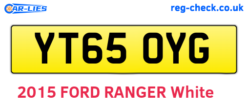 YT65OYG are the vehicle registration plates.