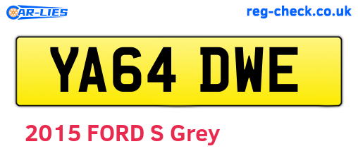 YA64DWE are the vehicle registration plates.