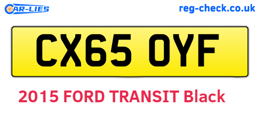 CX65OYF are the vehicle registration plates.