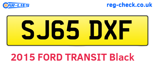 SJ65DXF are the vehicle registration plates.