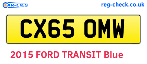 CX65OMW are the vehicle registration plates.