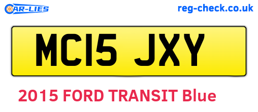 MC15JXY are the vehicle registration plates.