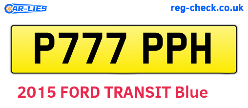 P777PPH are the vehicle registration plates.