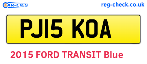 PJ15KOA are the vehicle registration plates.