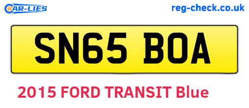 SN65BOA are the vehicle registration plates.