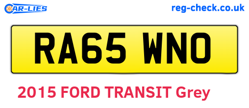 RA65WNO are the vehicle registration plates.