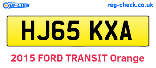 HJ65KXA are the vehicle registration plates.