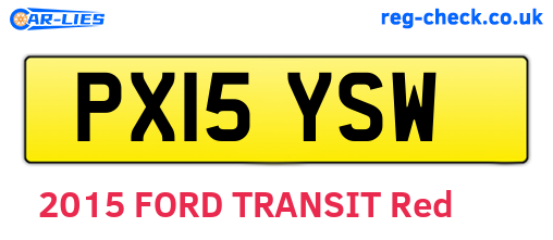 PX15YSW are the vehicle registration plates.