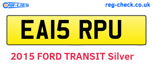 EA15RPU are the vehicle registration plates.