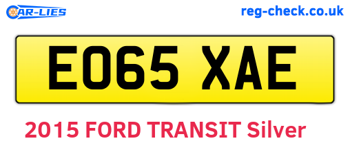 EO65XAE are the vehicle registration plates.