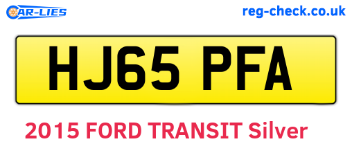 HJ65PFA are the vehicle registration plates.