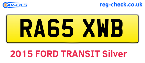 RA65XWB are the vehicle registration plates.
