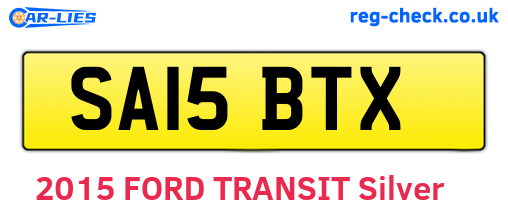 SA15BTX are the vehicle registration plates.
