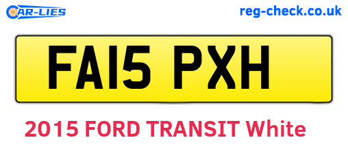 FA15PXH are the vehicle registration plates.