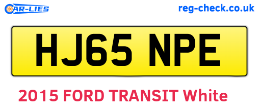 HJ65NPE are the vehicle registration plates.