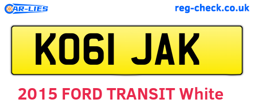 KO61JAK are the vehicle registration plates.