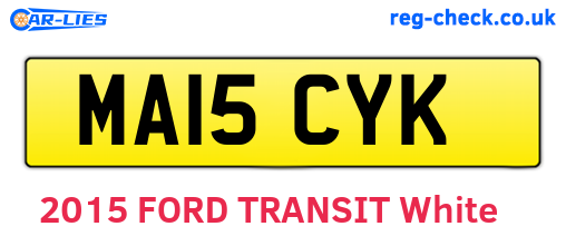 MA15CYK are the vehicle registration plates.
