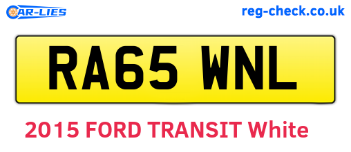 RA65WNL are the vehicle registration plates.