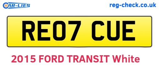 RE07CUE are the vehicle registration plates.