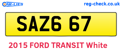 SAZ667 are the vehicle registration plates.