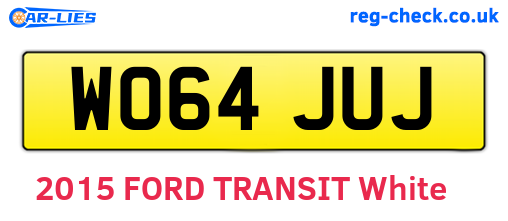 WO64JUJ are the vehicle registration plates.