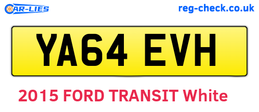 YA64EVH are the vehicle registration plates.