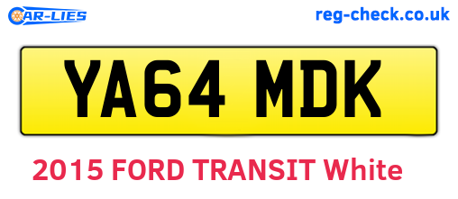 YA64MDK are the vehicle registration plates.