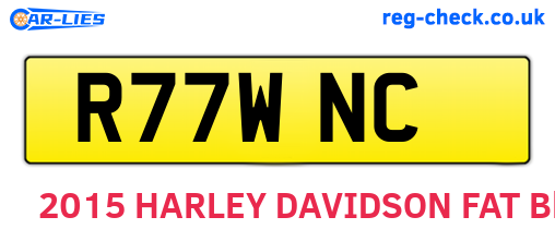 R77WNC are the vehicle registration plates.