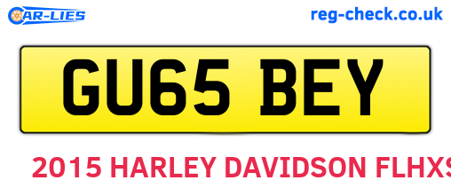 GU65BEY are the vehicle registration plates.