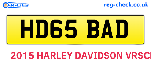 HD65BAD are the vehicle registration plates.