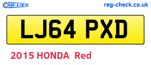 LJ64PXD are the vehicle registration plates.