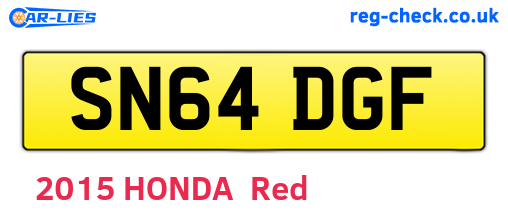 SN64DGF are the vehicle registration plates.