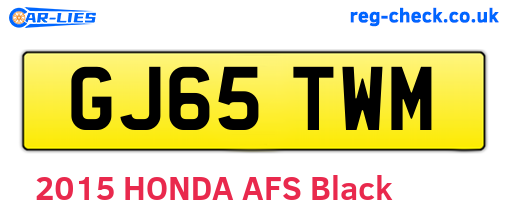GJ65TWM are the vehicle registration plates.