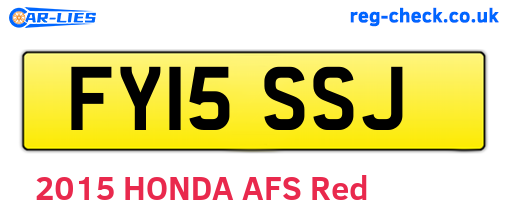 FY15SSJ are the vehicle registration plates.