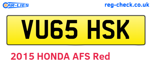 VU65HSK are the vehicle registration plates.