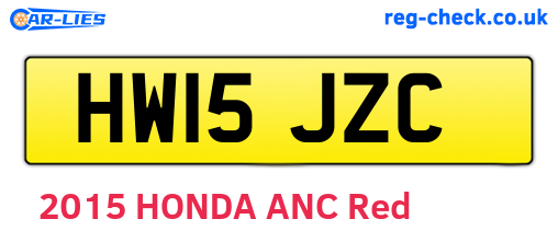 HW15JZC are the vehicle registration plates.