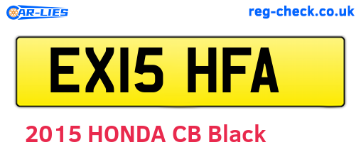 EX15HFA are the vehicle registration plates.