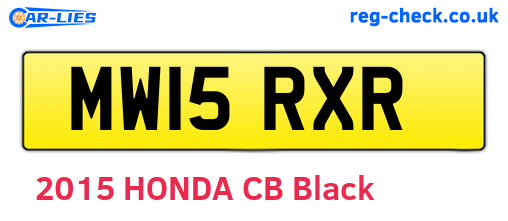 MW15RXR are the vehicle registration plates.