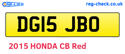 DG15JBO are the vehicle registration plates.