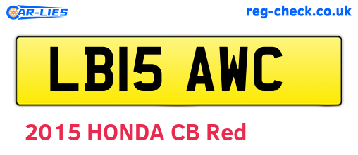 LB15AWC are the vehicle registration plates.