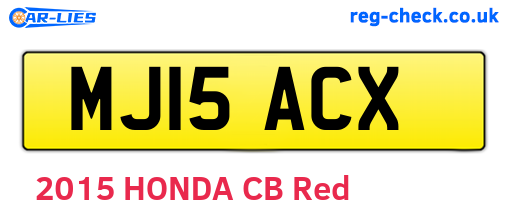 MJ15ACX are the vehicle registration plates.