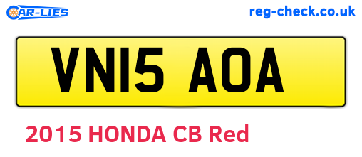 VN15AOA are the vehicle registration plates.