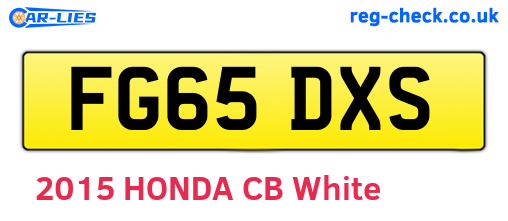 FG65DXS are the vehicle registration plates.