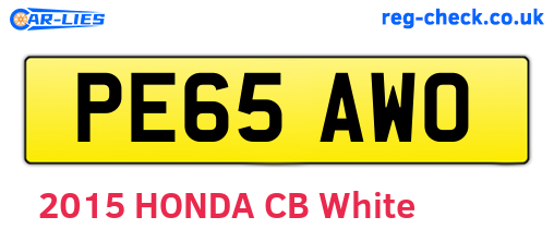PE65AWO are the vehicle registration plates.