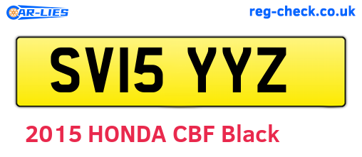 SV15YYZ are the vehicle registration plates.
