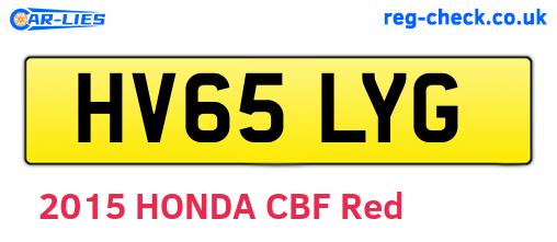 HV65LYG are the vehicle registration plates.