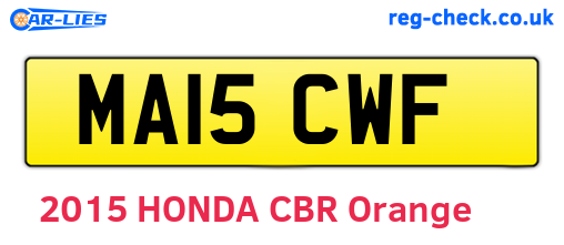 MA15CWF are the vehicle registration plates.